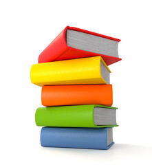 stack of colorful books
