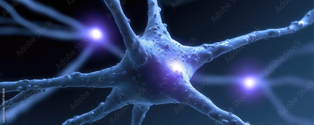 Poster peripheral nerve histology of axon bundles concept. close-up view of a neuron showcasing neural conn
