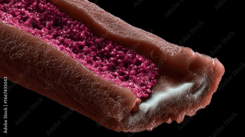 Poster peripheral nerve histology of axon bundles concept. close-up view of a microstructure showcasing int