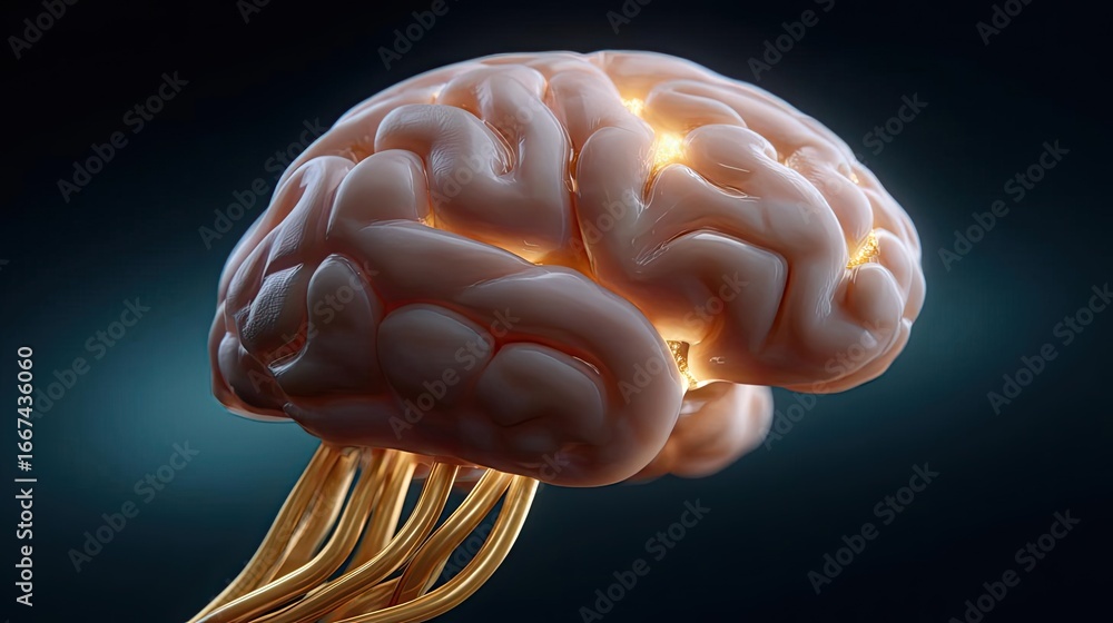 Poster neurological disorder in sclerosis patients concept. abstract representation of brain connectivity a