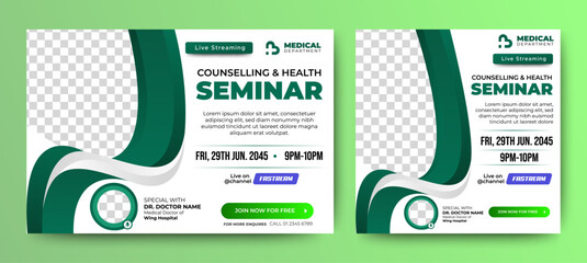 set of Medical healthcare webinar banner template design. social media post and web banner template. vector