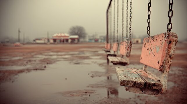 Empty Swings on a Rainy Day