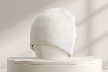 White beanie on a pedestal