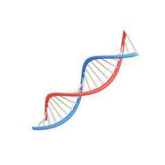 "3D render of double helix DNA structure in red and blue, symbolizing molecular biology, genetics research, biotechnology, medicine, and laboratory science."