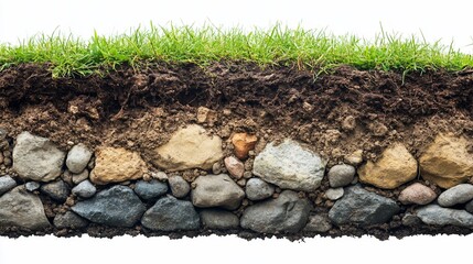 A Detailed Cross-Section View of Soil Layers and Underground Rocks