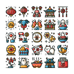Fototapeta premium Chinese New Year Icons set