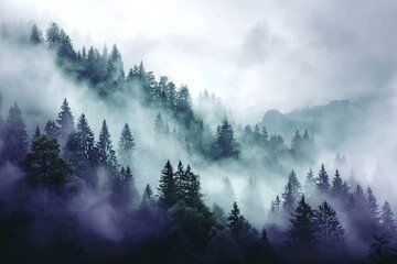 Misty mountain forest scene (1)