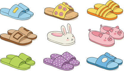 Cute Cartoon Slippers Collection, Fun Indoor Footwear for Kids and Adults, Animal and Colorful Designs, Cozy and Stylish Slides