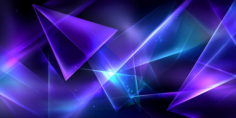 A stunning futuristic abstract background with glowing purple and blue geometric triangles creating a luminous, modern, and tech-inspired digital art composition.