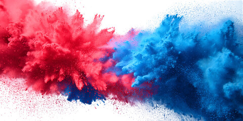 Vivid Red And Blue Powder Explosion On Transparent Background, PNG