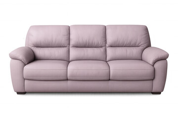 Pink leather sofa featuring a sleek design, isolated on a transparent background, ideal for enhancing interior design projects