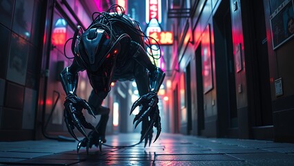 Techno Cyberhound in Urban Alley