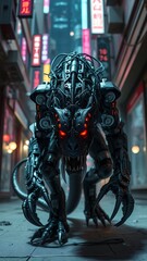 Robot Dinosaur in a Chinatown Alley