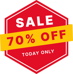 70 percent discount label - today only