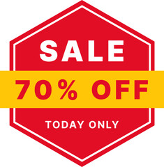 70 percent discount label - today only