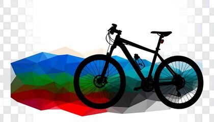 Fototapeta premium Mountain bike silhouette against a colorful polygonal background