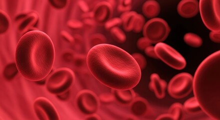 Red Blood Cells Flowing: Microscopic View of Erythrocytes in Motion