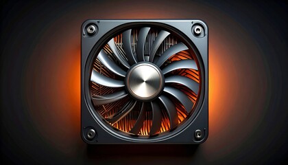 High-Tech Radiator Fan Illustration Showcasing Cooling and Industrial Design