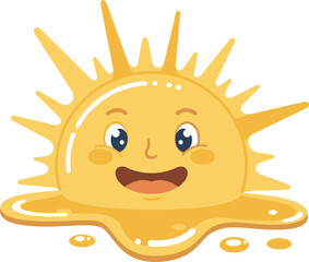 Obraz premium Happy Melting Sun Cartoon Character Illustration.