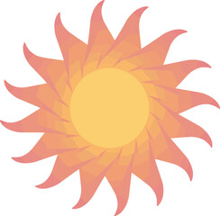 Abstract Stylized Sun with Orange and Yellow Rays.