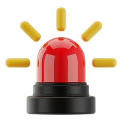 3D Red Ambulance Siren Icon with Yellow Light Rays