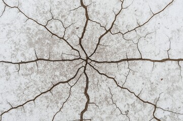 Aerial view of cracked, dry earth; winter landscape; drought texture