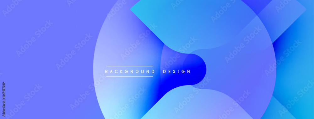 Poster abstract blue gradients overlap, creating dynamic visual effect. text reads background design center