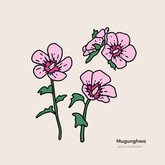 Hand-painted Mugunghwa Illustration
