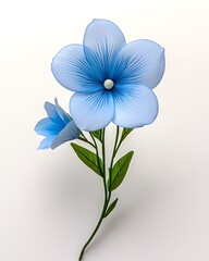A beautiful blue flower with delicate petals and green leaves, perfect for nature-themed designs and backgrounds.