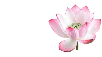A beautiful pink lotus flower symbolizes purity and tranquility, showcasing elegant petals and vibrant colors.