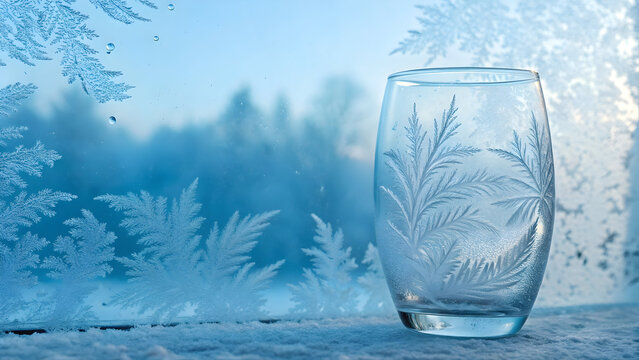 Frosted glass with intricate ice patterns on a snowy window ledge winter Full HD 4K Video Download 2025 2026 - Powered by Adobe