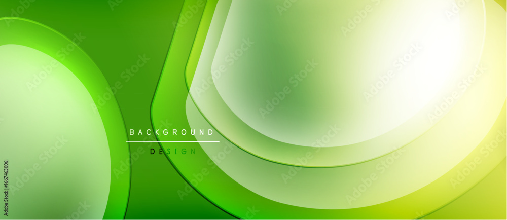 Poster bright green abstract background. smooth curves create layered effect. text reads background design.