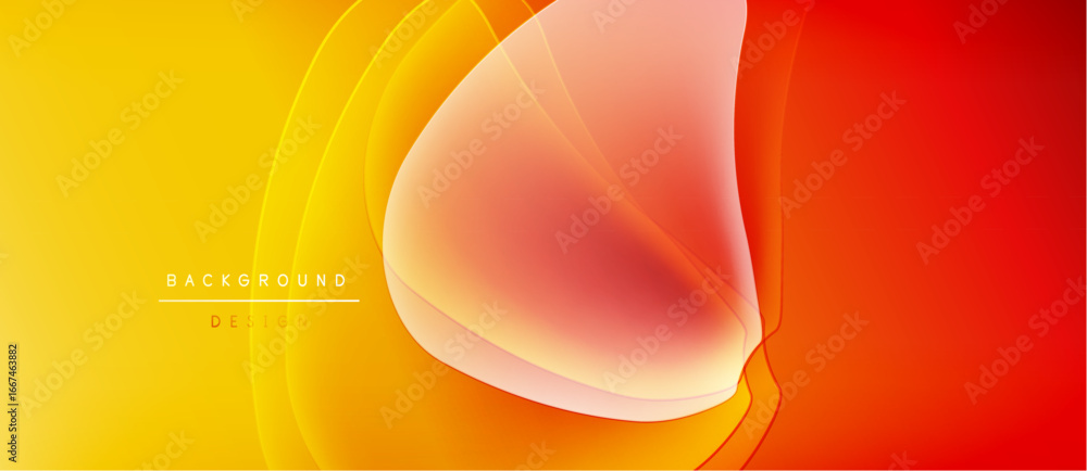 Poster abstract background features flowing shapes, warm colors. yellow transitions to orange, red hues cre
