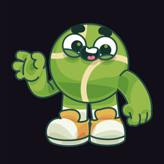 Cute Tennis Ball Cartoon Character Illustration