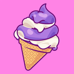 Cute Ice Cream Cartoon Vector Illustration
