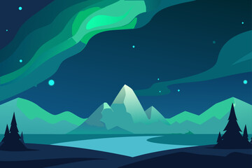 Aurora Glowing Above Frozen Wilderness