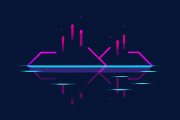 Reflection of Glowing Neon in Puddles