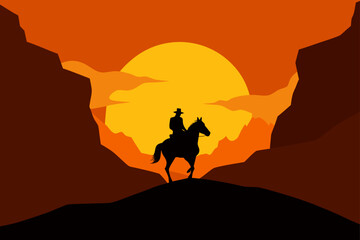 Rider Silhouette Against Glowing Canyon Backdrop