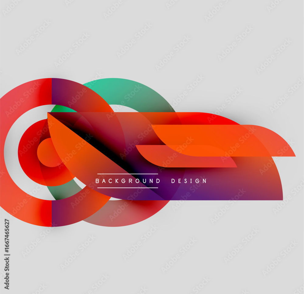 Poster Abstract shapes overlap, creating vibrant color gradients. Modern design elements suggest dynamic movement, visual interest.