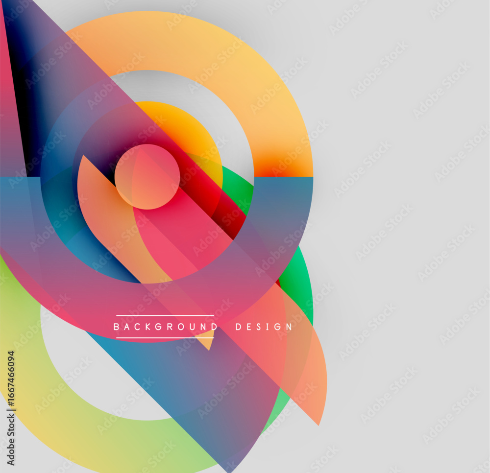 Poster abstract colorful design. overlapping circles create dynamic visual effect. modern composition, grad