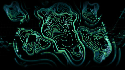 Futuristic Holographic Terrain environment, geomorphology, topography motion graphic user interface...