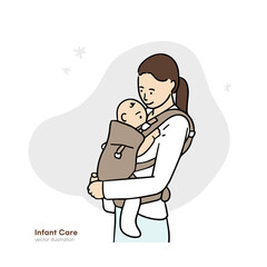 a mother holding a baby in a baby's belt