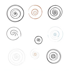 Hand drawn doodle spiral set. Drawing line spirals vector illustration
