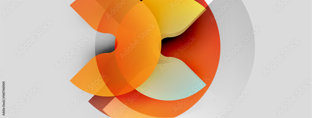 Poster abstract design features overlapping orange circles. modern aesthetic, simple shapes, gradient color