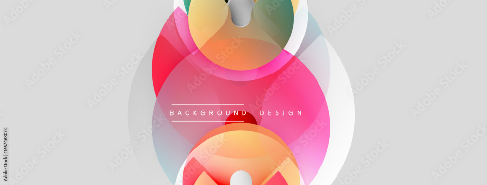 Poster abstract colorful circles overlap, creating dynamic visual effect. soft gradients, modern design ele