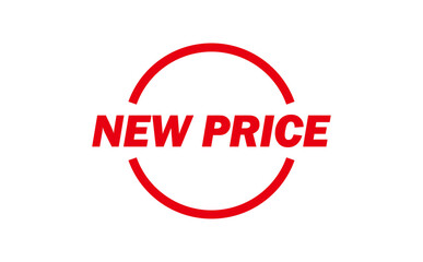 NEW PRICE- NEW PRICE text written on Red Rubber Stamp 
