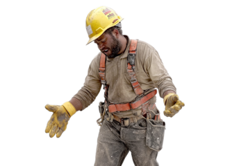 Exhausted construction worker taking a brief moment to rest
