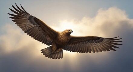 Majestic eagle in flight soaring through cloudy sky wildlife bird of prey