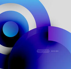 Abstract blue circles overlap, creating dynamic gradients. Modern design features smooth transitions, minimalist aesthetic.