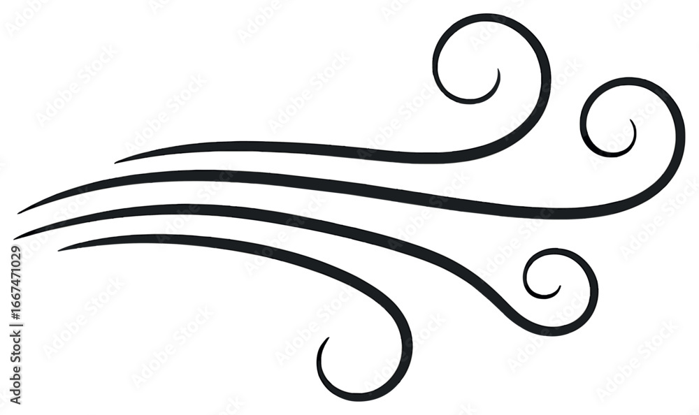 Poster abstract flowing wind lines vector - elegant, simple design for serenity and motion themes